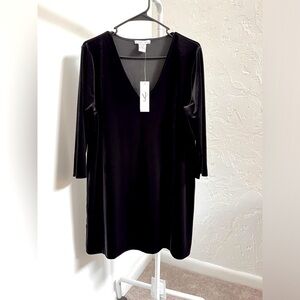 ❌sold❌Joan Vass Velvet Tunic Relaxed Mini Dress Black Velour Size L (2) New